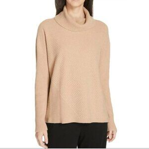 Eileen Fisher | Rib Knit Cashmere Turtleneck Sweater in Camel